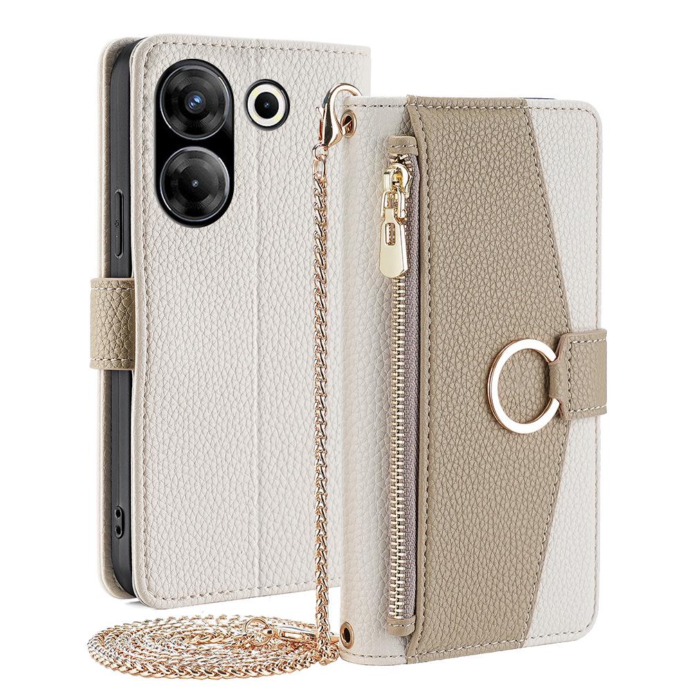 Cross-border Tecno Spark 20 Pro & Itel A50 4G Shoulder Strap Wallet Mirror Leather Phone Case