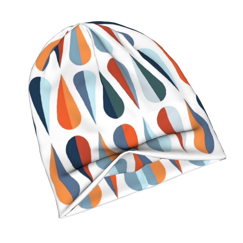 2D Flat Printing Colorful Raindrops Pattern Adult Knit Beanie with Style Fits Effortlessly into Seasonal Wardrobes and Pairs Well with Jackets or Casu