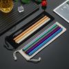 304 stainless steel oblique straw set beverage smoothie pearl boba milk tea straw cleaning brush cloth bag.
