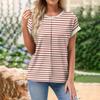 Женская свободная футболка с круглым вырезом и короткими рукавами, весна/лето для отдыха в полоску с принтом