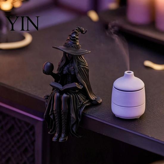 Halloween Table Decor 3D Printed Fortune Teller Figurine, Mystic Gypsy Statue for Shelf Dark Style Home Tabletop Display, Gothic Witch Sculpture with