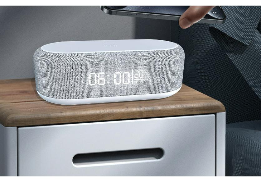 Многофункциональная Bluetooth-колонка с будильником, беспроводной зарядкой и ночником