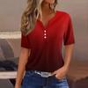 Women's T Shirt Tee Print Button Short Sleeve Daily Weekend Fashion Basic V- Neck Regular Top