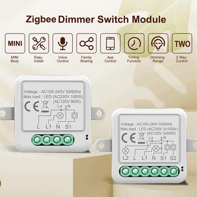 Модуль диммерного выключателя Zigbee, дистанционное управление приложением, выключатель для штор, работает с домашним 1-клавишным выключателем, инструменты