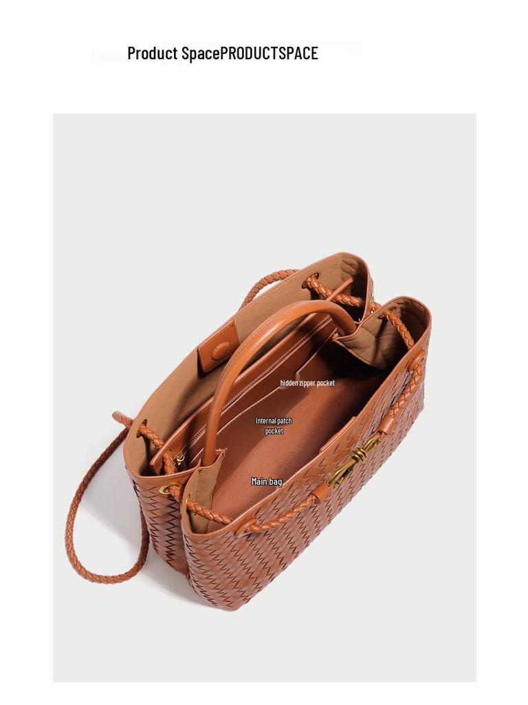 Винтажная плетеная сумка-тоут с металлической пряжкой - Универсальная сумка через плечо и кроссбоди