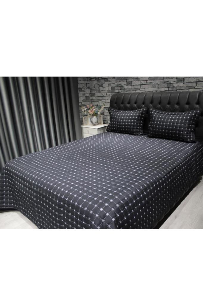 Двуспальное Стеганое Покрывало Star Черное