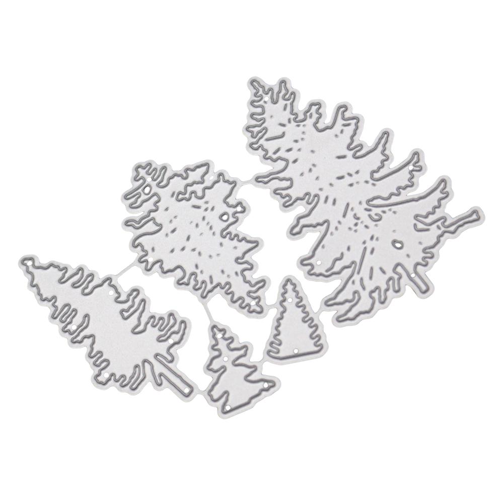 Набор рождественских елок, рамка из металла, серебристый трафарет, тиснение, резка, штампы для скрапбукинга, изготовление открыток из бумаги