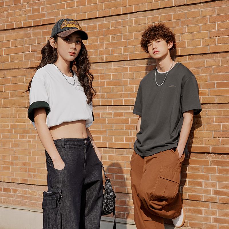 Li-Ning Выходные молодежные спортивные модные серии ретро с круглым вырезом свободные повседневные короткие рукава хлопковые футболки унисекс топы светящиеся-лаймовые AHSU689-4