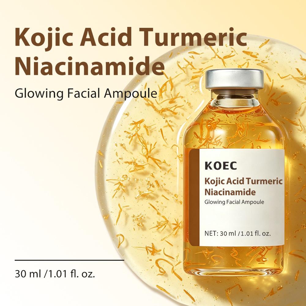 KOEC Kojic Acid Turmeric Ampoule Serum 30g Niacinamide Face Serum Brightening Dark Spot Corrector Hydrating Antioxidant Concentrated Serum