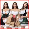 Charming Green V Neck Dirndl Costume Featuring Lace Design Ideal For Oktoberfest Events