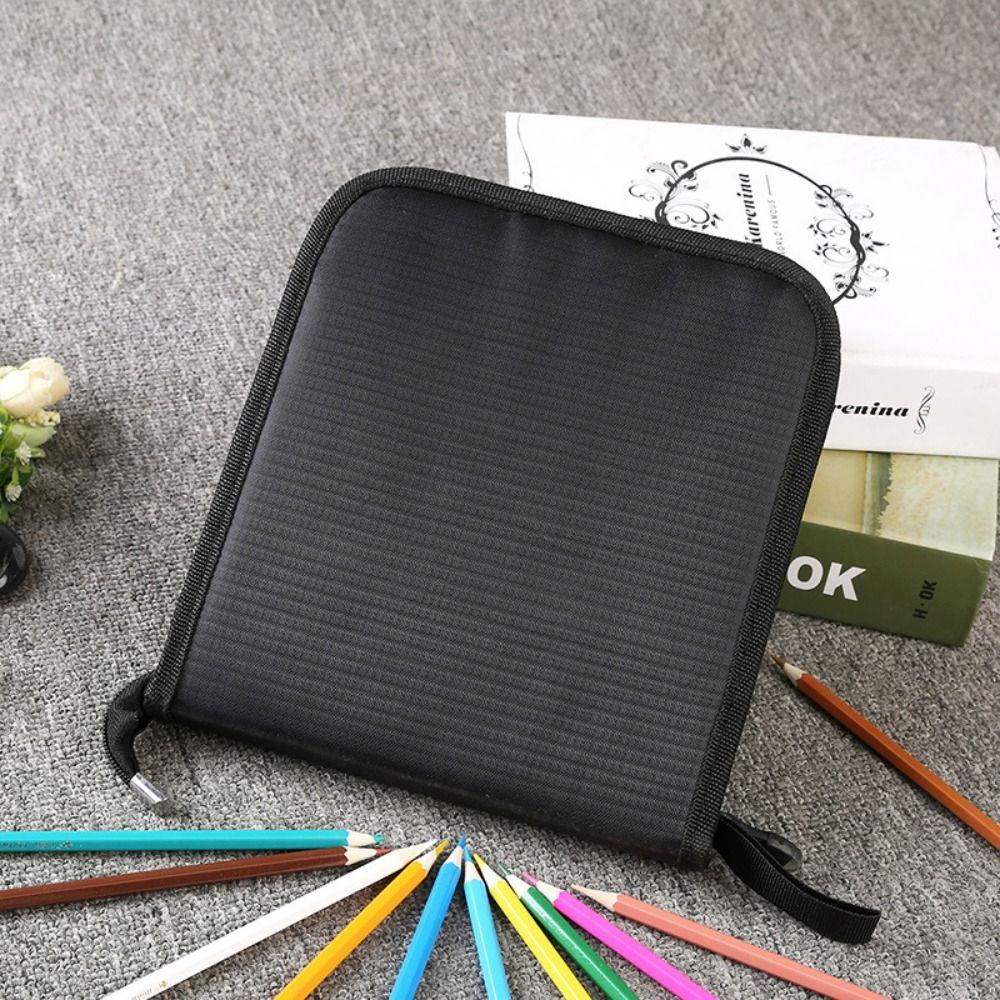 36/48/72 Holes Pen Curtain Black Oxford Painting Pencil Organizer Pencil Bag  Art Supplies
