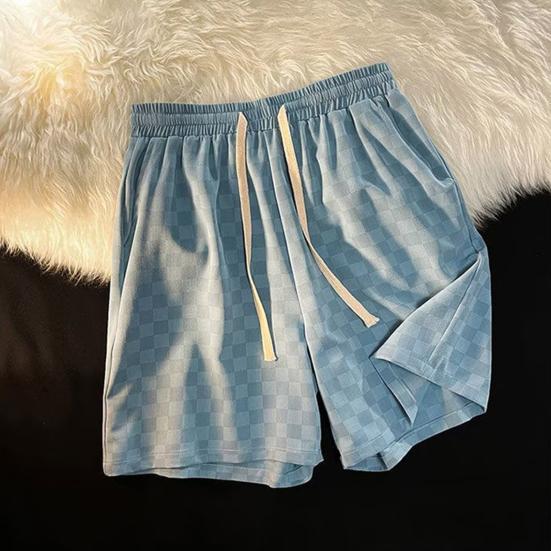 Мужские шорты с шахматным узором, боковыми карманами, эластичным поясом, широкими штанинами, свободным кроем