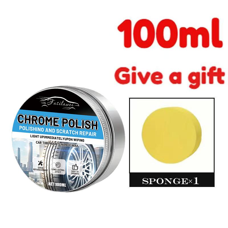Chrome Parts Restoration & Metal Polishing Paste, Enhances And Restores Shine on Metals And Chrome, Includes Sponge, Suitable f