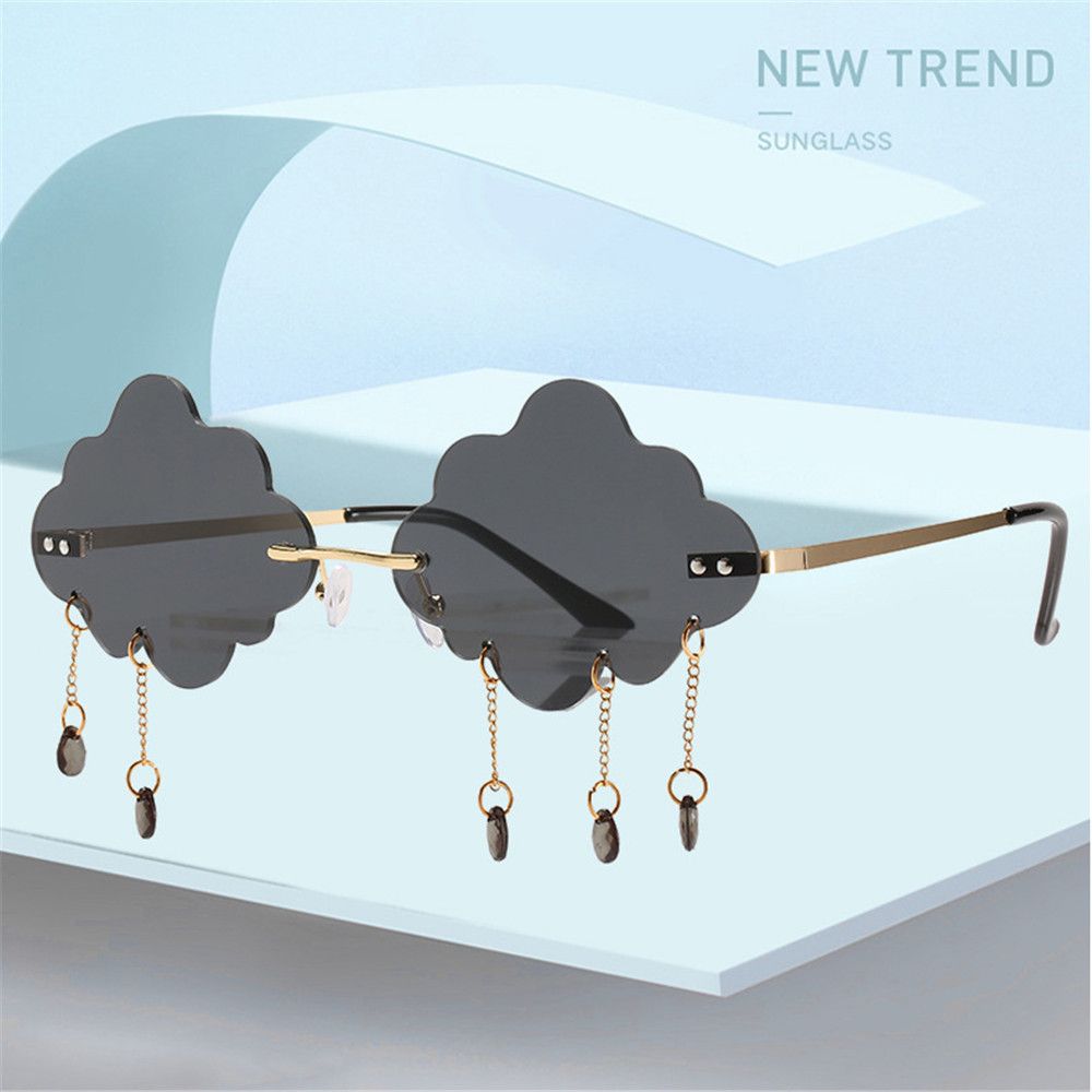 Cloud Shaped Shades Steampunk Sunglasses Disco Glasses Rimless Sunglasses Clouds Tassel Sunglasses