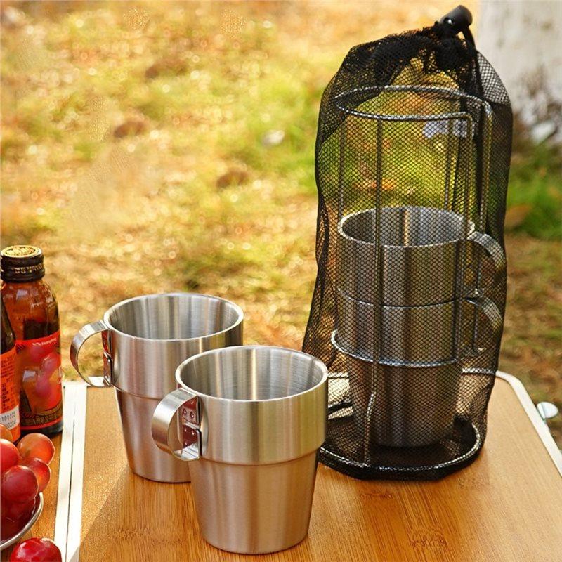 J1UL1N Stackable Espressos Cups Set Of 4 Coffee Mugs Coffee Cups Stackable For Home Cafe