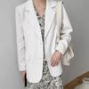 Женский пиджак с лацканами, длинный рукав, однобортный пиджак с клапанами, однотонный, свободный крой