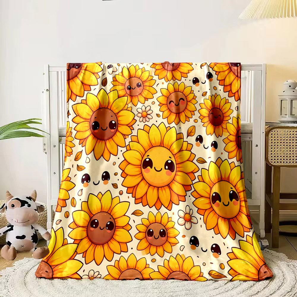 Smiling Sunflower Patterns print blanket soft and cozy perfect for the living room bed sofa or a nap,gift