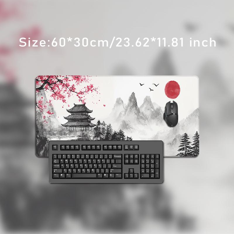 Mouse Pad Red Sun Temple Ink Landscape Gaming XL Computer New Mousepad XXL MousePads Non-Slip Office Natural Rubber Mice Pad