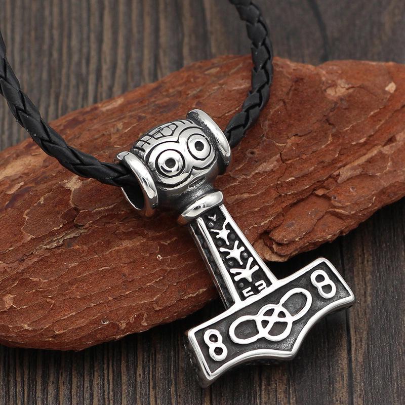 Стальное Vikingское Подвесное Ожерелье с Молотом Тора и Символом Одина