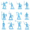 50 PCS Medieval Soldiers Model 1:72 Scale Blue Gold Gray Yellow Multiple Postures Miniature DIY War Scene Role-Playing Props ZYF