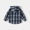 Детская клетчатая рубашка с капюшоном для мальчиков, рубашка с длинным рукавом