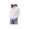 Casual Breathable Pointed Collar Loose Long Sleeve Shirt Women Shirts Bright-White 441006S-110