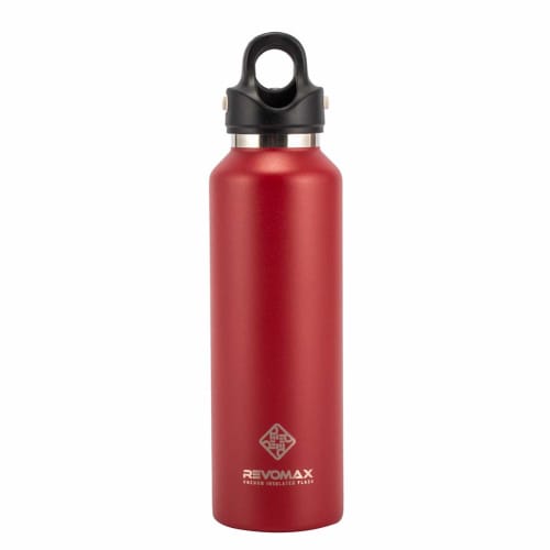 REVOMAX2 Stainless Steel Water Bottle, 592mL, One-Touch Vacuum Insulated, Keeps Hot or Cold Water, Suitable for Carbonated Water, Fire Red, DWF-20427B