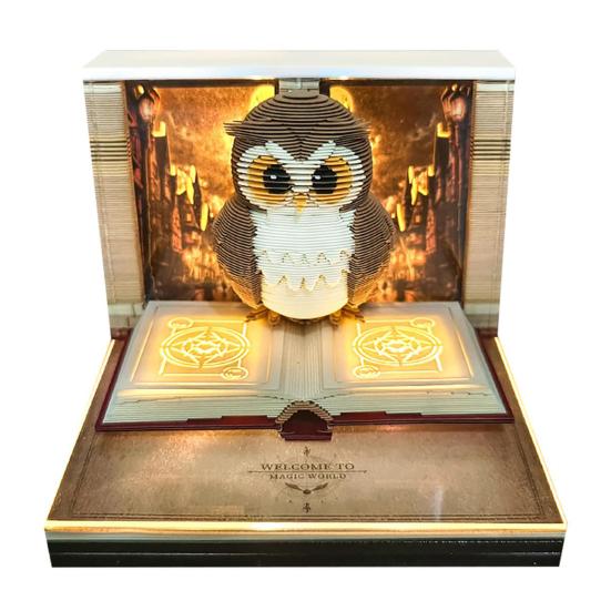 2026 Time Piece Calendar with LED Light 3D Dog Sticky Notes Tear Away Mini Desk Weekly Calendar Paper Craft Art Memo Pad Notepad Desktop Decoration