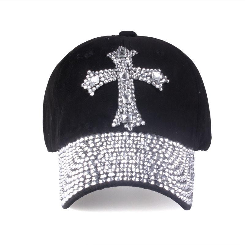 Бейсболки с буквой и стразами Новая мода Кепка-snapback Женская Мужская Блестящая с крестом и стразами Джинсовая бейсболка