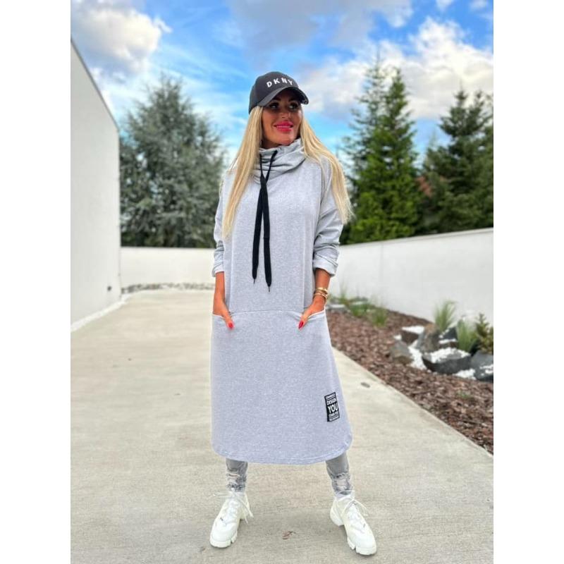 DAFIFY Женская мода весна осень однотонный принт длинный рукав высокий ворот свободная талия повседневные платья