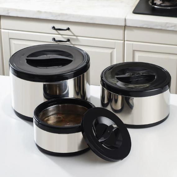 2026 Large Capacity Insulated Lunch Pot, Commercial Portable Food Carrier, Household Insulated Barrel 3-Piece Set, Thermal Flask
