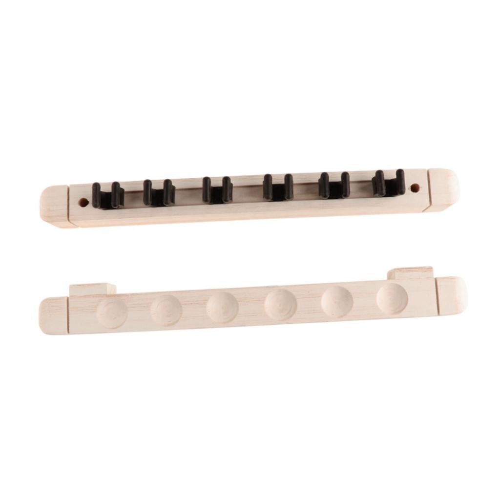 6 Cue Holder for Pool Sticks Wall Mounted Billiard Rack Wooden Storage Solution