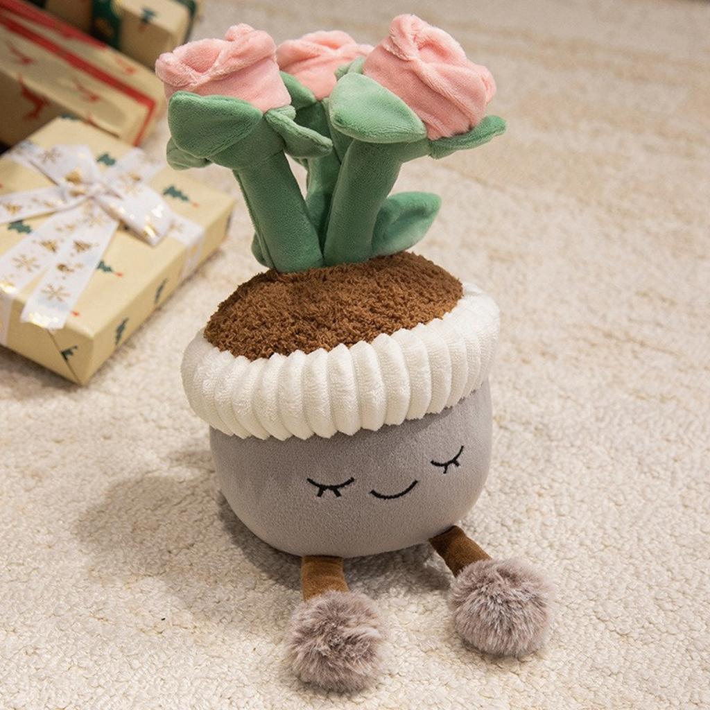 Cute Cartoon Potted Plant Ornament Plush Toy Doll Desktop Decoration Flower Doll Girl Gift, Cute Ornament, Children, Couple Doll Gifts, 1pc