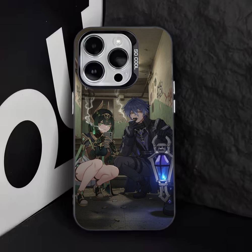 Чехол для телефона Genshin Impact F-Flins Для iPhone 17,16,15,14,13,12,11,Pro,Max,Plus,E,Air,Mini Черный ТПУ Чехол