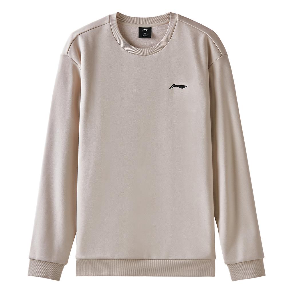 Li Ning Sweatshirts Unisex Seed Yellow Gray Crew Neck Moderate Cardigan AWDVG81-3