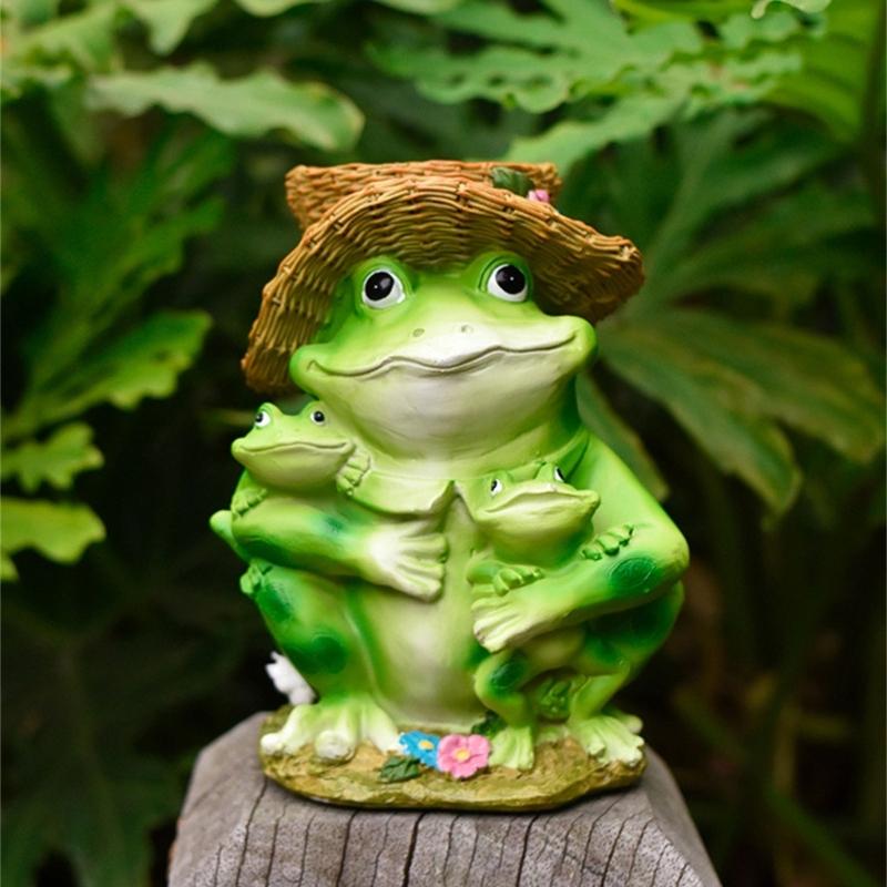 Frogs Statue Bird Feeder Resin Figurine for Garden and Terraces Outdoor Backyard Decorative Statue Bird Feeding Station