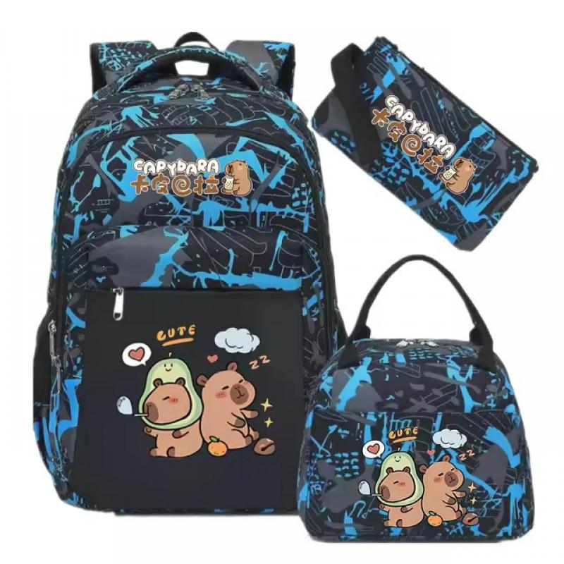 Large Capacity Kids Backpack Set With Lunch Bag Pencil Case Oxford Fabric Casual School Boys Ages 7-12