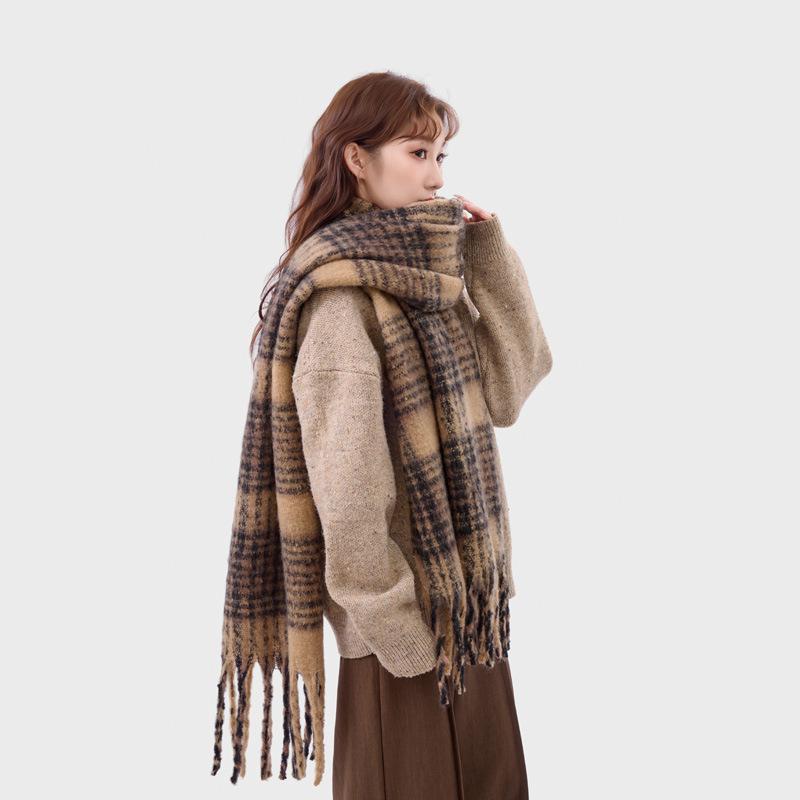 Women's Korean Plaid Mohair Scarf - Warm, Fashionable, Versatile Winter Neck Warmer