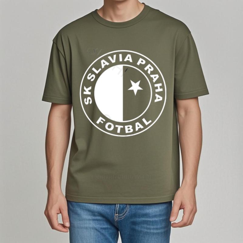 Мужская хлопковая футболка Летняя брендовая футболка SK Slavia Praha Футболка Чехия Прага Принт Футболка Унисекс футболка Свободный стиль