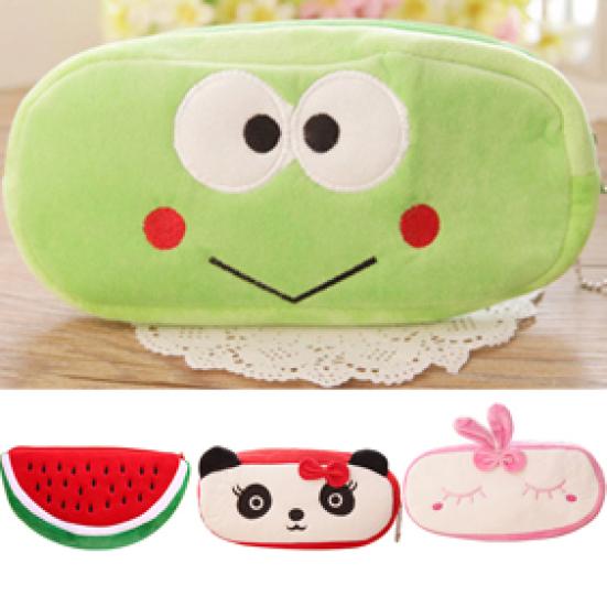Cute Watermelon Frog Panda Rabbit Soft Pencil Pen Case Makeup Pouch Phone Bag