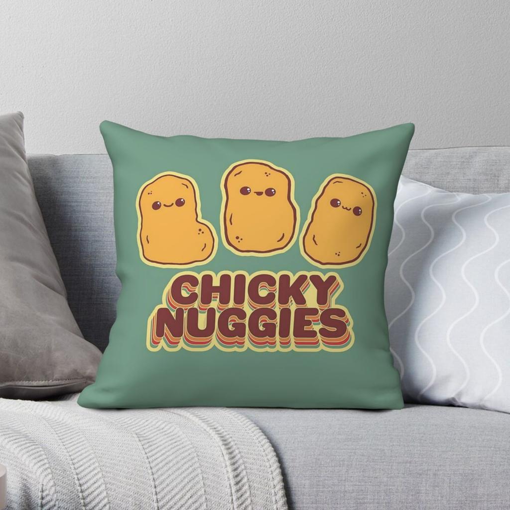 Chicky Nuggies Кавайные Наггетсы Квадратная Наволочка Полиэстер Лен Бархат Печатная Молния Декор Наволочка Домашняя Подушка