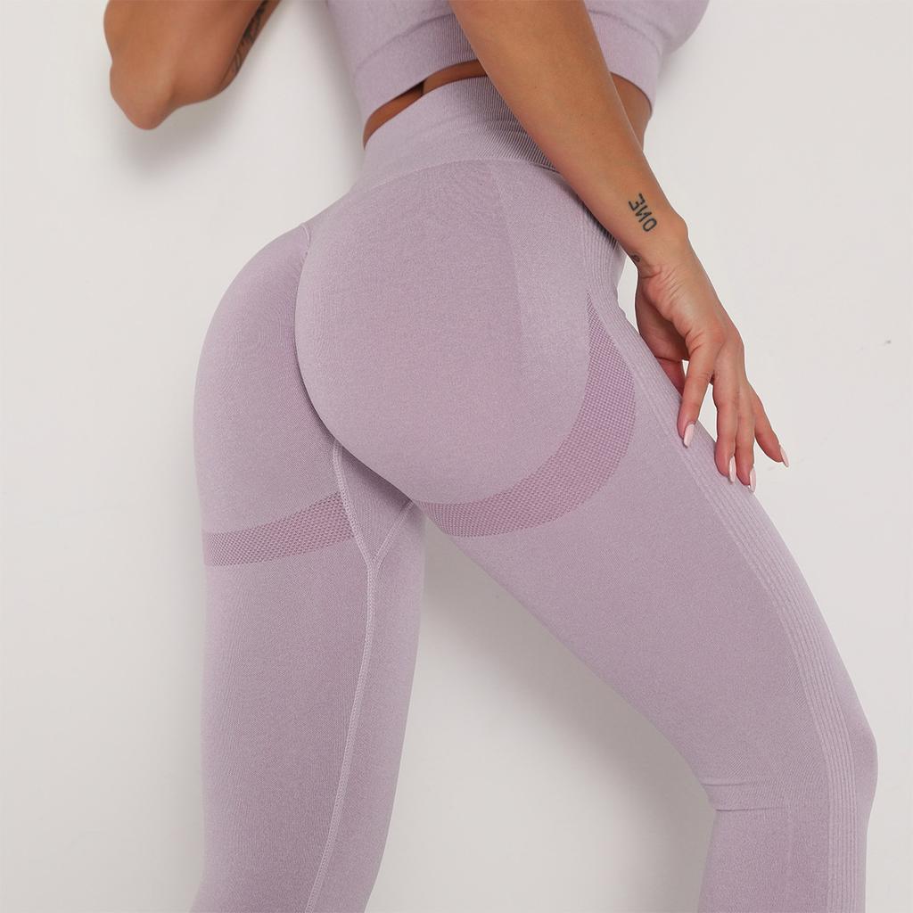 Fashion Casual Comfort Versatile Seamless Knitted Smile Pants Moisture Wicking Yoga Pants Exercise Fitness Pants Sexy Peach Butt Tight Bottoming