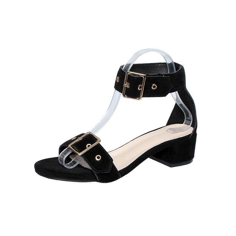 2025 летние новые туфли на высоком каблуке с открытым носком женские туфли из мягкой кожи с босоножками на среднем каблуке женские