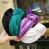 PROLY New Fashion Women Headband Adult Wide Side Solid Color Hairband Center Knot Turban Casual Hair Accessories