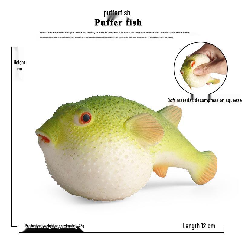 Kids' Ocean Animal Stress Relief Squeeze Toys - Crab, Octopus, Shark, Pufferfish, Dunkleosteus Models