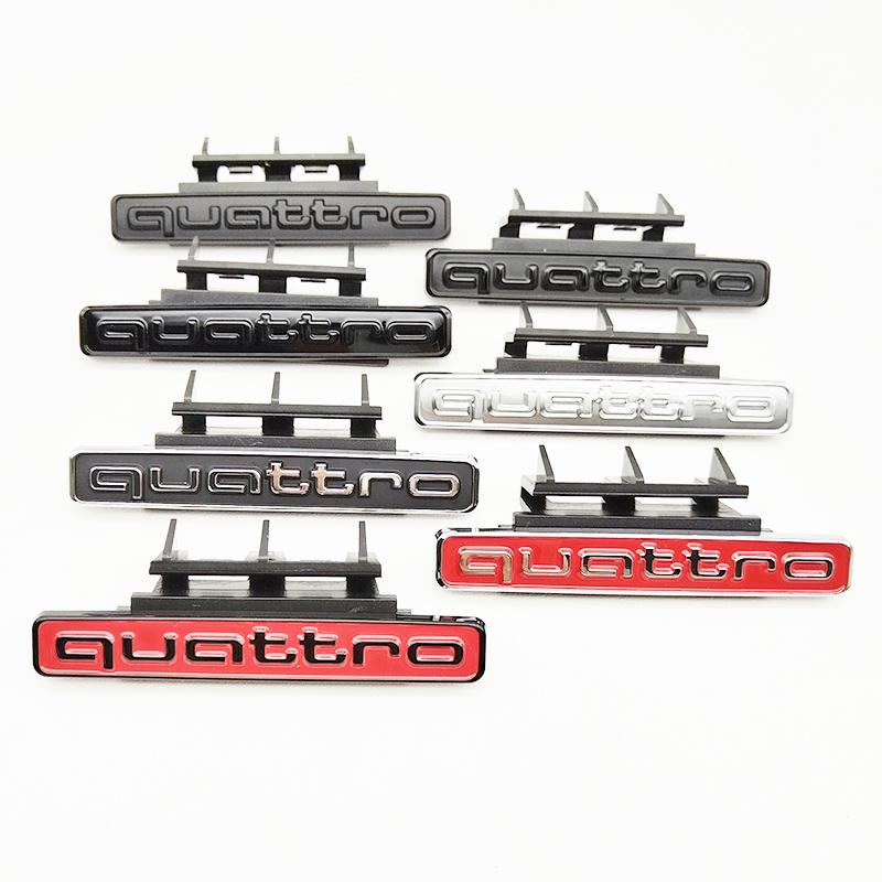 3D ABS Red Black Logo Quattro Badge Car Front Grill Emblem For Audi Q5 A4 A5 A6 A3 Q3 Q4 Q7 S3 S4 S5 S6 S7 Auto Accessories