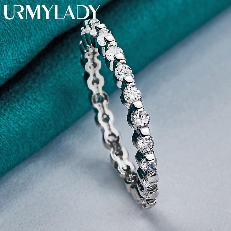 Кольцо из стерлингового серебра 925 пробы с цирконом AAA 7-10 # для женщин, модные очаровательные украшения MR155