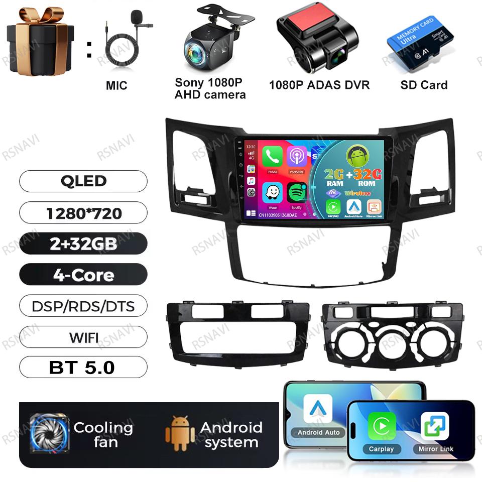 Android 16 Multimedia For Toyota Fortuner HILUX Revo Vigo 2007 - 2015 Video Player Car Radio Head Unit Carplay Navigation RDS BT