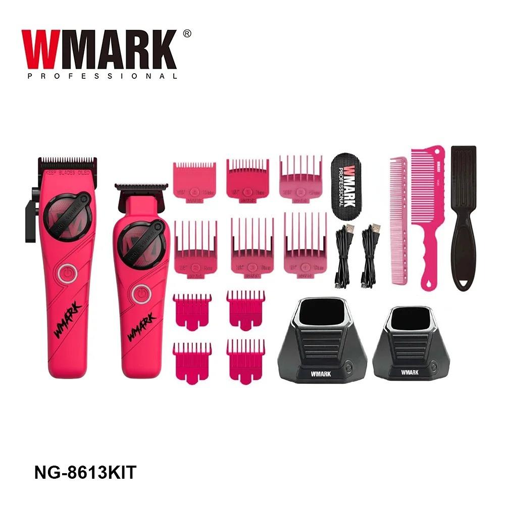 WMARK Машинка для стрижки волос Профессиональная машинка для стрижки волос Электрическая машинка для стрижки волос Беспроводная парикмахерская Триммер с DLC-лезвием для мужчин NG-8613 КОМПЛЕКТ