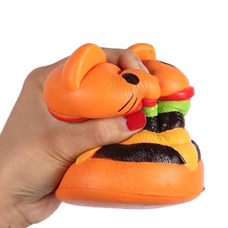 Jumbo Cat Face Burger Squishy Имитация хлеба PU Ароматические мягкие медленно растущие сжимаемые игрушки Снятие стресса Детские игрушки Рождественский подарок